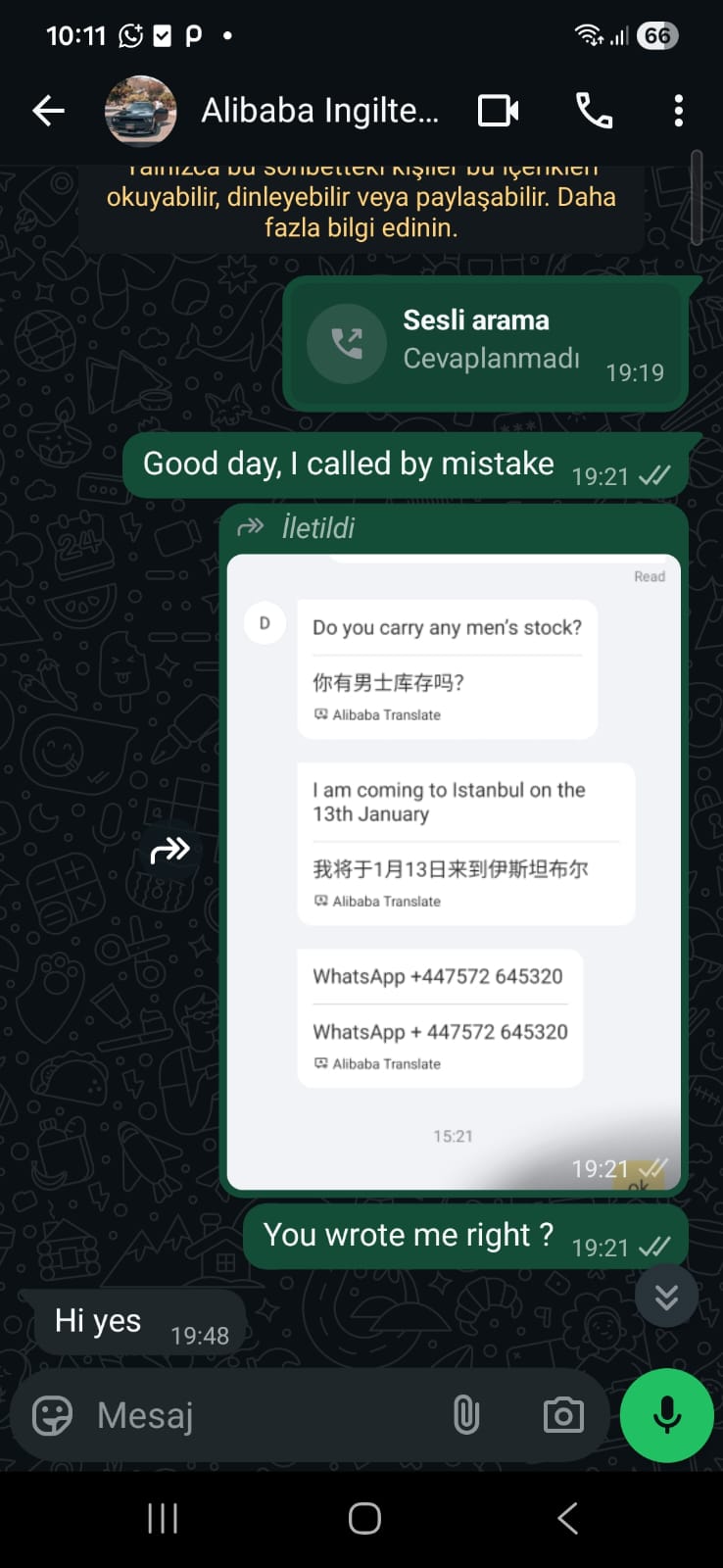 İngiltere müşteri konuşması 1