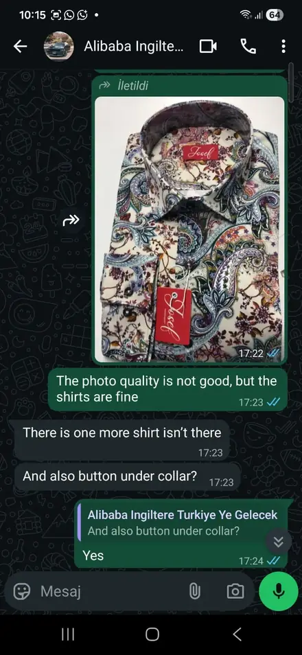İngiltereli Alibaba müşterisiyle WhatsApp konuşması 3