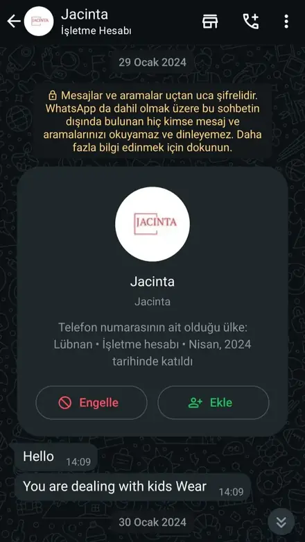 Firmaya gelen WhatsApp müşteri mesajı, ekran görüntüsü 7