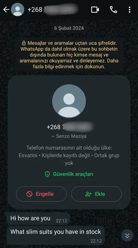 Firmaya gelen WhatsApp müşteri mesajı, ekran görüntüsü 18