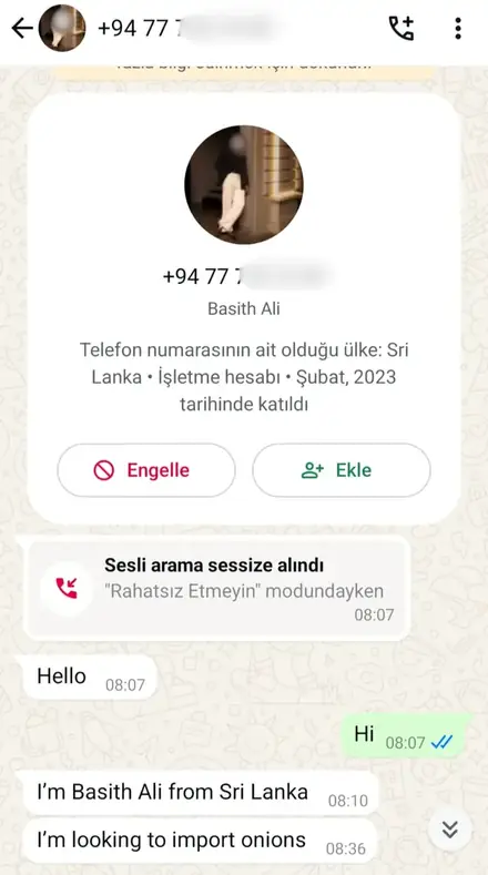 Firmaya gelen WhatsApp müşteri mesajı, ekran görüntüsü 21
